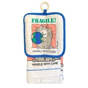 Boynton Oven Mitt & 2 Towels Cat Handle with Care Set Earth Day Limited Edition